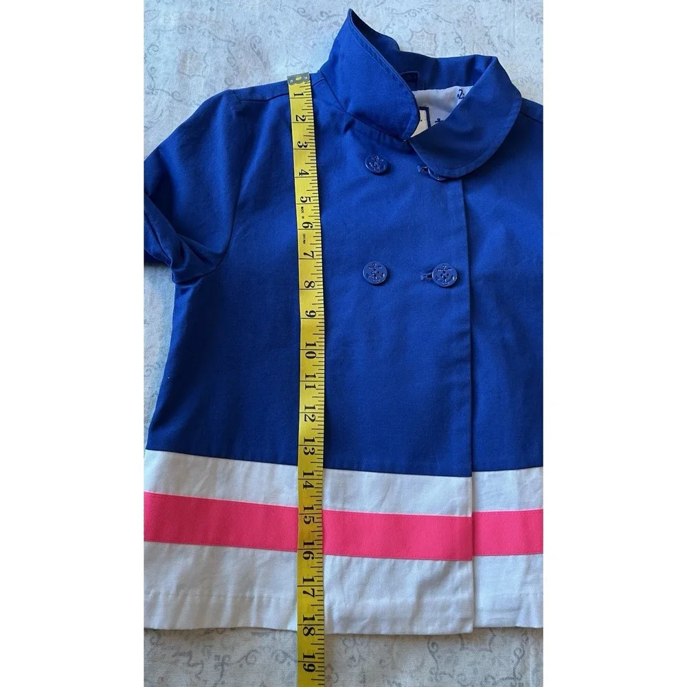 GYMBOREE, Girl 7/8‎ Blue White Pink, Light Coat, Nautical Anchor, 100% Cotton